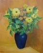 Bouquet de fleurs au vase bleu.
Huile sur toile 55X46 CM
Avril 2022