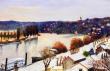 Vue sur la Seine à la Frette par temps de neige 
Huile sur toile 55 X 38 cm