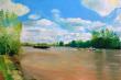 Péniches sur la Seine  à la Frette-2015
Huile sur toile  73 X 54 cm